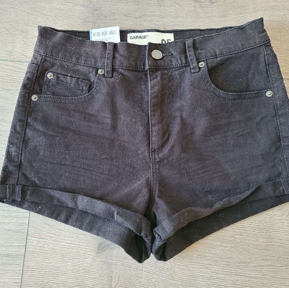 GARAGE high-waist shorts womens size 5 black NWT